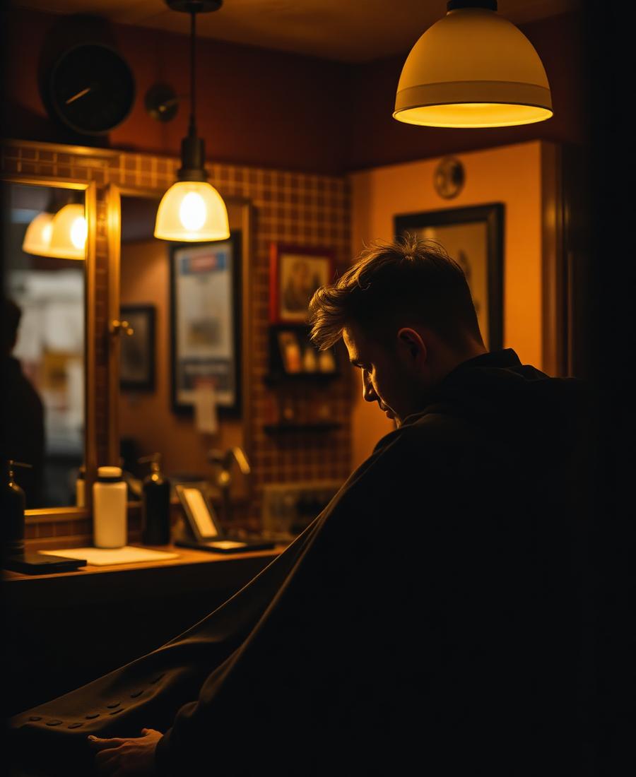 Barber at work in a cosy barbershop